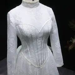 Pearl Long Sleeve Lace — SW514 Ivory wedding dress, view 4