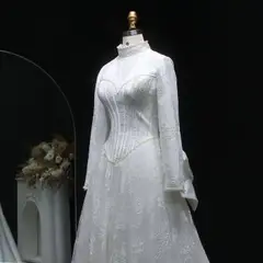 Pearl Long Sleeve Lace — SW514 Ivory wedding dress, view 6
