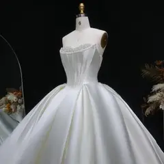 Pearl Strapless Ball Gown — SW586 Ivory wedding dress, view 4