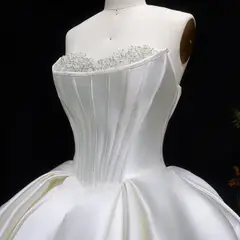 Pearl Strapless Ball Gown — SW586 Ivory wedding dress, view 6