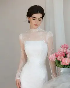 Printed Crystal Sheer Lace Mermaid — SW539 Ivory wedding dress, view 5