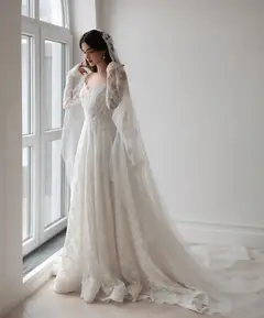 Printed Off Shoulder — SW538 Ivory wedding dress, view 5