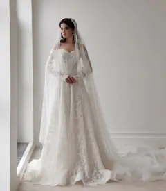 Printed Off Shoulder — SW538 Ivory wedding dress, view 8