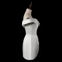 Ruched Bodycon Mini — SW724 Ivory wedding dress, view 7