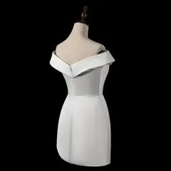 Ruched Bodycon Mini — SW724 Ivory wedding dress, view 8