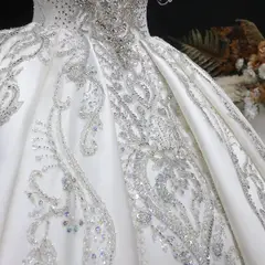 Satin Ball Gown with Silver Floral Embroidery — SW605 Ivory wedding dress, view 6