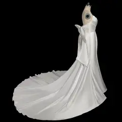 Satin with Buttons & Train — SW718 Ivory wedding dress, view 7