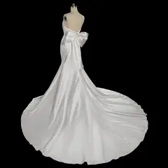 Satin with Buttons & Train — SW718 Ivory wedding dress, view 8