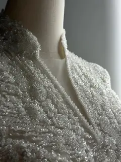 Sequin Pearl Long Sleeve Ball Gown — SW518 Ivory wedding dress, view 6