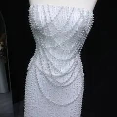 Sequin Pearl Strapless — SW087 Ivory wedding dress, view 4