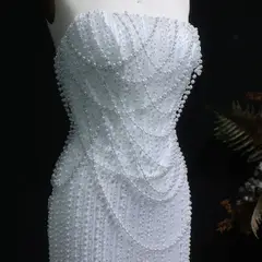 Sequin Pearl Strapless — SW087 Ivory wedding dress, view 6
