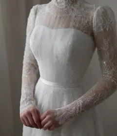 Sequin Printed Long Sleeve — SW536 Ivory wedding dress, view 5