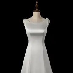 Sleeveless Satin with Low Back — SW719 Ivory wedding dress, view 4