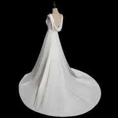Sleeveless Satin with Low Back — SW719 Ivory wedding dress, view 5
