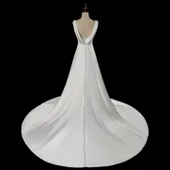Sleeveless Satin with Low Back — SW719 Ivory wedding dress, view 6