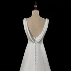 Sleeveless Satin with Low Back — SW719 Ivory wedding dress, view 8