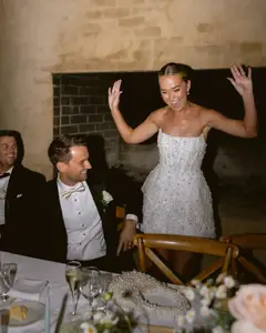 Sparkle Sequined Bead Embellished Tube Sheath — SW730 Ivory wedding dress, view 7