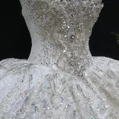 Sparkly Ball Gown with Full-Sequin Embroidery — SW604 Ivory wedding dress, view 5