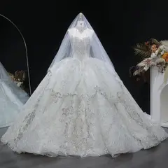 Sparkly Ball Gown with Full-Sequin Embroidery — SW604 Ivory wedding dress, view 6