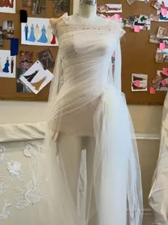 Strapless 3D Floral Draped with Veil — SW232 Ivory wedding dress, view 5