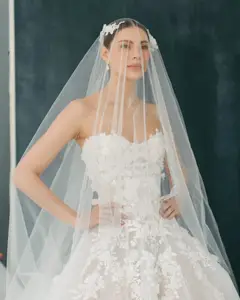 Strapless 3D Floral Embroidery Train — SW574 Ivory wedding dress, view 4