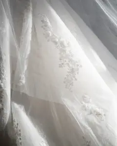 Strapless 3D Floral Embroidery Train — SW574 Ivory wedding dress, close-up detail