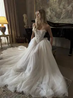 Strapless Lace Corset Ball Gown — SW217 Ivory wedding dress, view 4