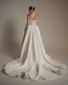 Strapless Lace High-Slit A-Line — SW165 Ivory wedding dress, view 5
