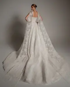Strapless Lace Train with Scarf — SW166 Ivory wedding dress, view 4
