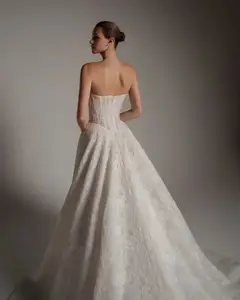 Strapless Lace Train with Scarf — SW166 Ivory wedding dress, view 5