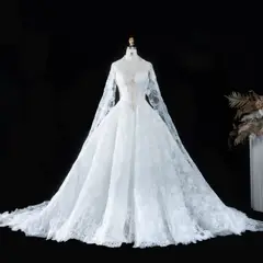 Strapless Lace Train with Scarf — SW166 Ivory wedding dress, view 7