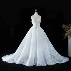 Strapless Lace Train with Scarf — SW166 Ivory wedding dress, view 8