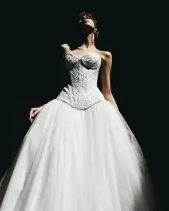 Strapless Lace Tulle Ball Gown — SW597 Ivory wedding dress, view 2