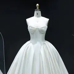 Sweetheart Satin Ball Gown with Overskirt — SW010 Ivory wedding dress, view 4
