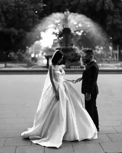 Sweetheart Satin Ball Gown with Overskirt — SW010 Ivory wedding dress, view 8