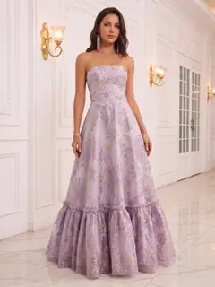 A-Line/Princess Strapless Sleeveless Floor-Length Evening Dresses with Ruffles — LV30049794 — view 1