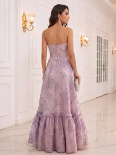 A-Line/Princess Strapless Sleeveless Floor-Length Evening Dresses with Ruffles — LV30049794 — view 2