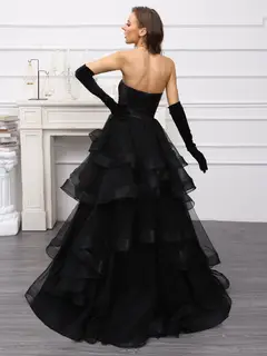 A-Line/Princess Sweetheart Long Tulle Dresses with Ruffles — view 2