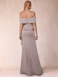 Sheath/Column Off-the-Shoulder Mother of the Bride Dresses with Rhinestone & Ruffles — view 2