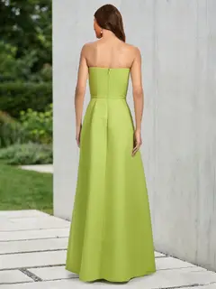 A-Line/Princess Strapless Floor-Length Prom Dresses with Floral Appliqued — view 2