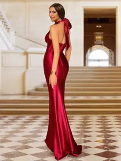 Trumpet/Mermaid Halter Sleeveless Evening Dresses with Split Side — LV91579394 — view 2