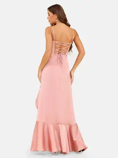 A-Line/Princess Spaghetti Straps Sleeveless Evening Dresses with Ruffles — view 2