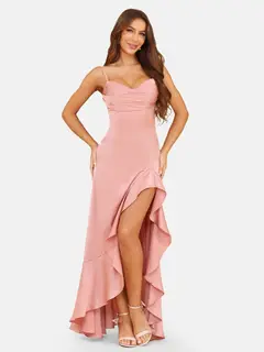 A-Line/Princess Spaghetti Straps Sleeveless Evening Dresses with Ruffles — view 3