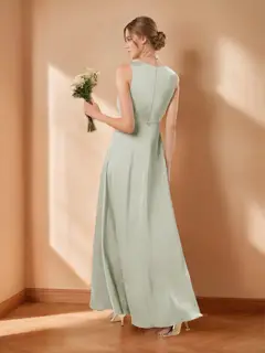 A-Line/Princess V-Neck Sleeveless Elegant Evening Dresses with Split Side & Button — view 2