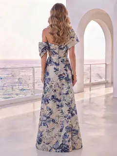 Trumpet/Mermaid Asymmetrical Off-the-Shoulder Floor-Length Mother of the Bride with Ruched — Evening Gown — view 2