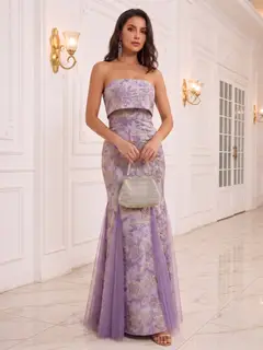 Trumpet/Mermaid Strapless Sleeveless Floor-Length Evening Dresses with Ruched — view 1