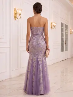 Trumpet/Mermaid Strapless Sleeveless Floor-Length Evening Dresses with Ruched — view 2