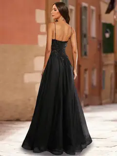 A-Line/Princess V-Neck Sleeveless Sequins Prom Dresses — LV35669506 — view 2