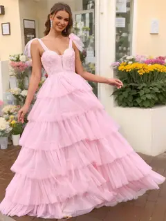 Ball Gown Sweetheart Sleeveless Applique Prom Dresses — view 3