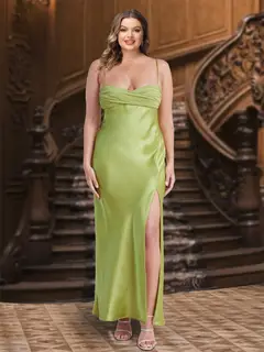 Sheath/Column Spaghetti Straps Sleeveless Evening Dresses with Split Side — LV26422018 — view 1